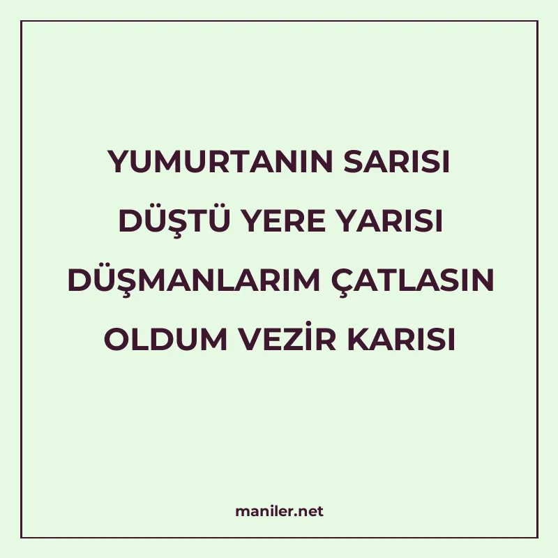 YUMURTANIN SARISI DÜŞTÜ YERE YARISI DÜŞMANLARIM ÇATLASIN OLD manisi görseli