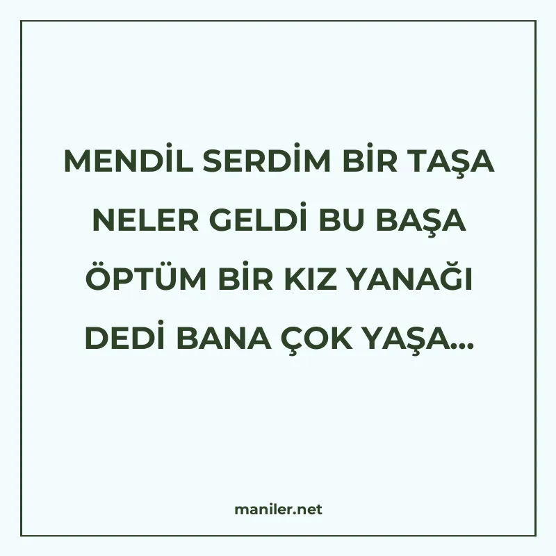MENDİL SERDİM BİR TAŞA NELER GELDİ BU BAŞA ÖPTÜM BİR KIZ YAN manisi görseli