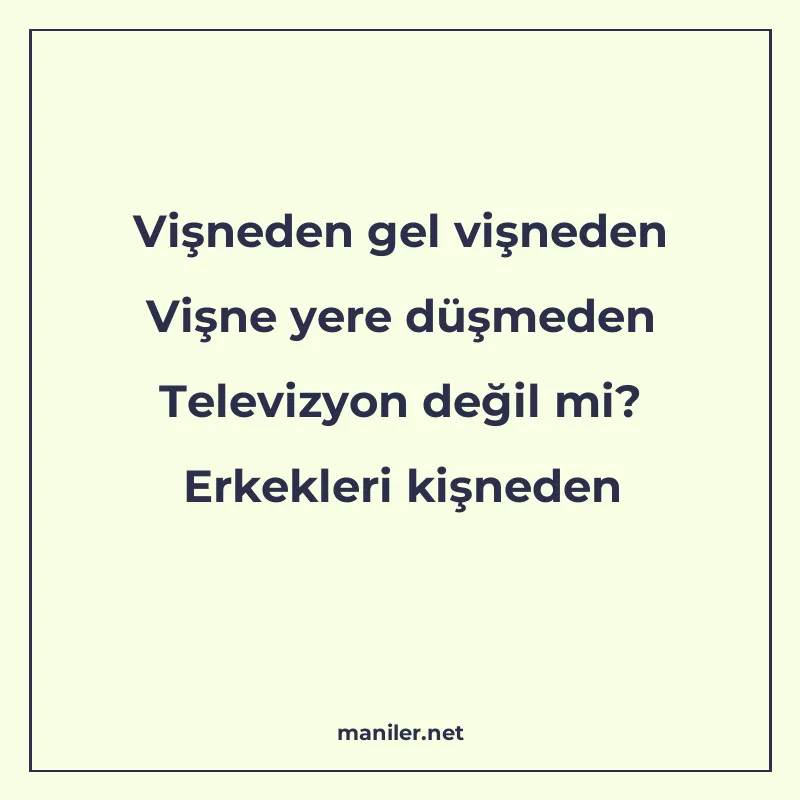 Vişneden gel vişneden Vişne yere düşmeden Televizyon değil m manisi görseli