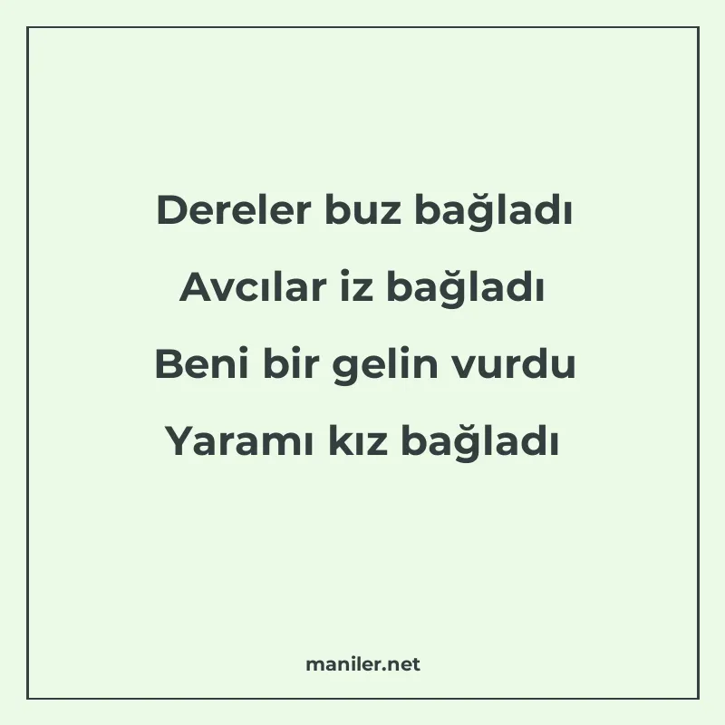 Dereler buz bağladı Avcılar iz bağladı Beni bir gelin vurdu manisi görseli