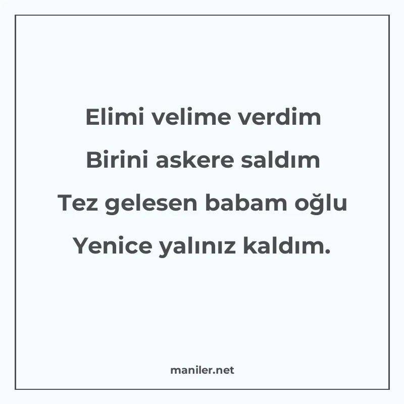 Elimi velime verdim Birini askere saldım Tez gelesen babam o manisi görseli
