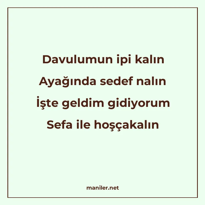Davulumun ipi kalın Ayağında sedef nalın İşte geldim gidiyor manisi görseli