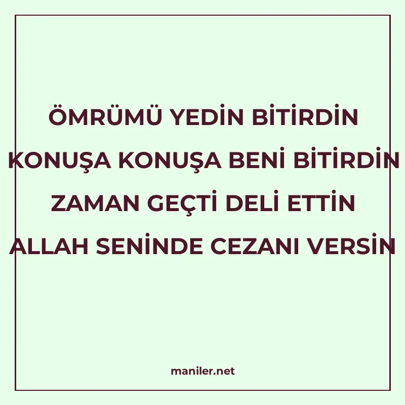 ÖMRÜMÜ YEDİN BİTİRDİN KONUŞA KONUŞA BENİ BİTİRDİN ZAMAN GEÇT manisi görseli