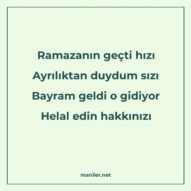 Ramazanın geçti hızı Ayrılıktan duydum sızı Bayram geldi o g manisi görseli