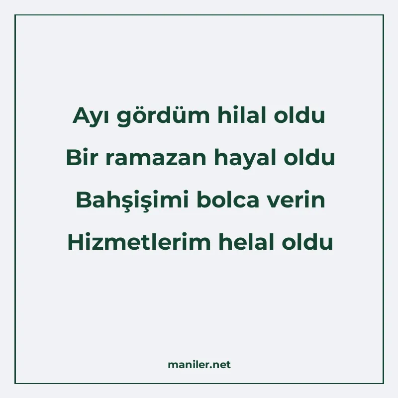 Ayı gördüm hilal oldu Bir ramazan hayal oldu Bahşişimi bolca manisi görseli