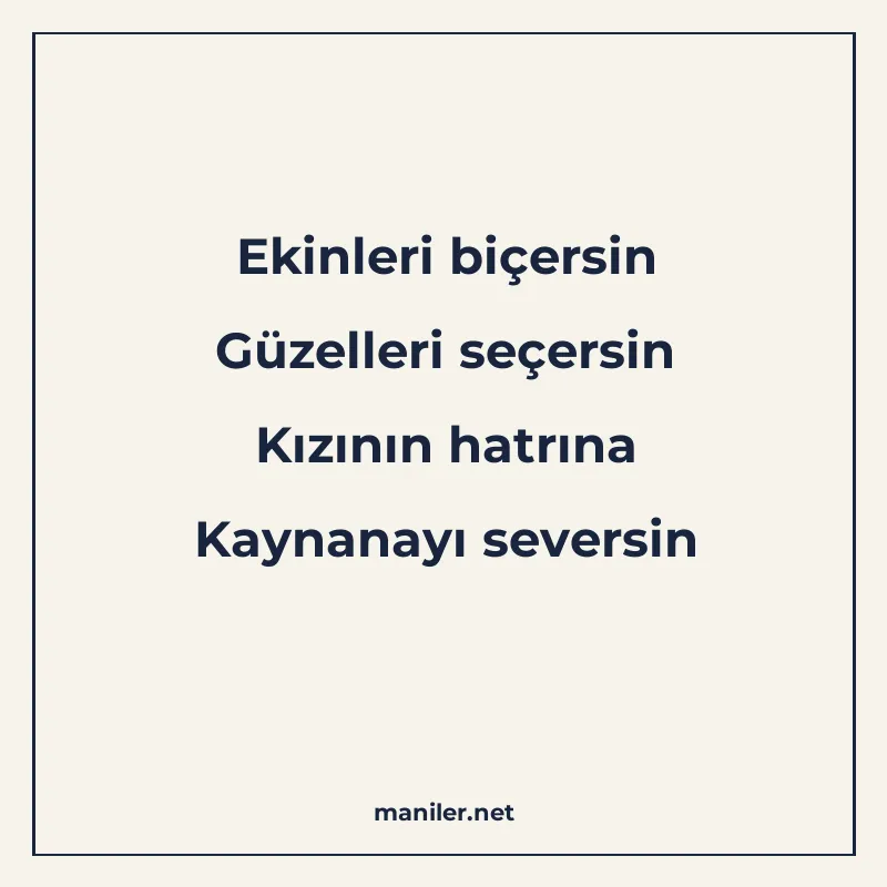 Ekinleri biçersin Güzelleri seçersin Kızının hatrına Kaynana manisi görseli