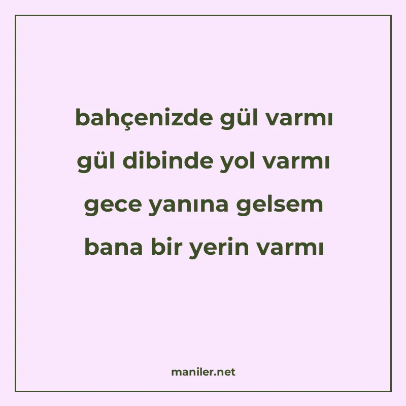 bahçenizde gül varmı gül dibinde yol varmı gece yanına gelse manisi görseli