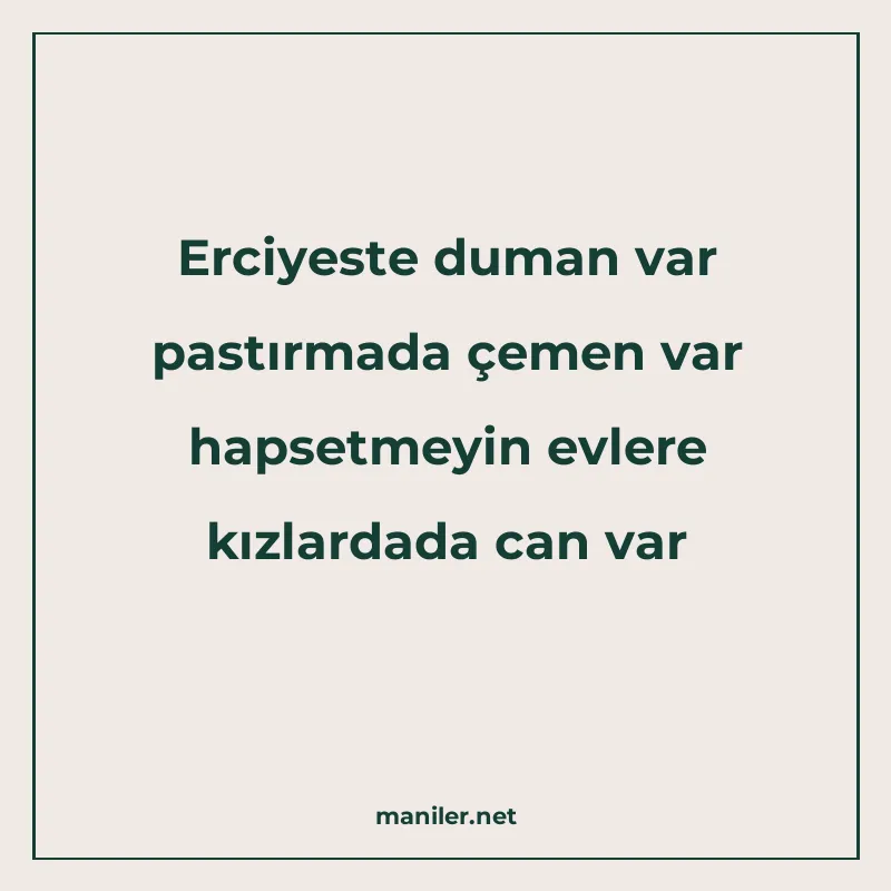 Erciyeste duman var pastırmada çemen var hapsetmeyin evlere manisi görseli