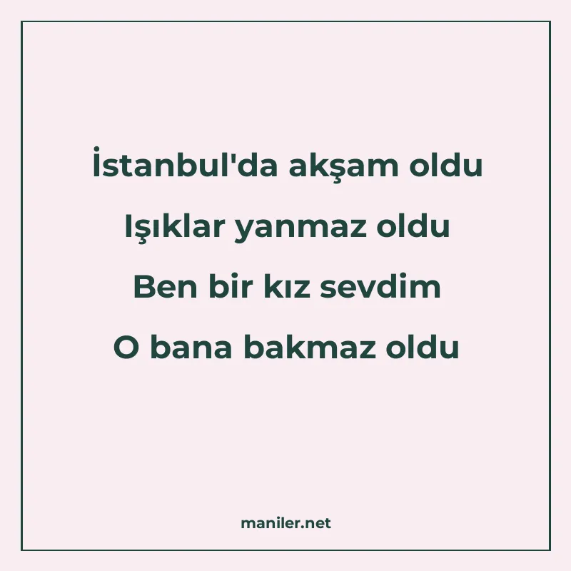 İstanbul'da akşam oldu Işıklar yanmaz oldu Ben bir kız manisi görseli
