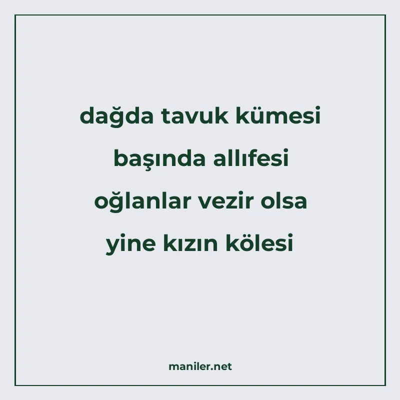 dağda tavuk kümesi başında allıfesi oğlanlar vezir olsa yine manisi görseli