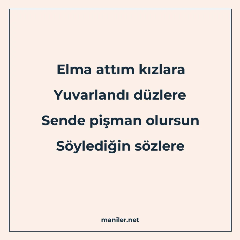 Elma attım kızlara Yuvarlandı düzlere Sende pişman olursun S manisi görseli
