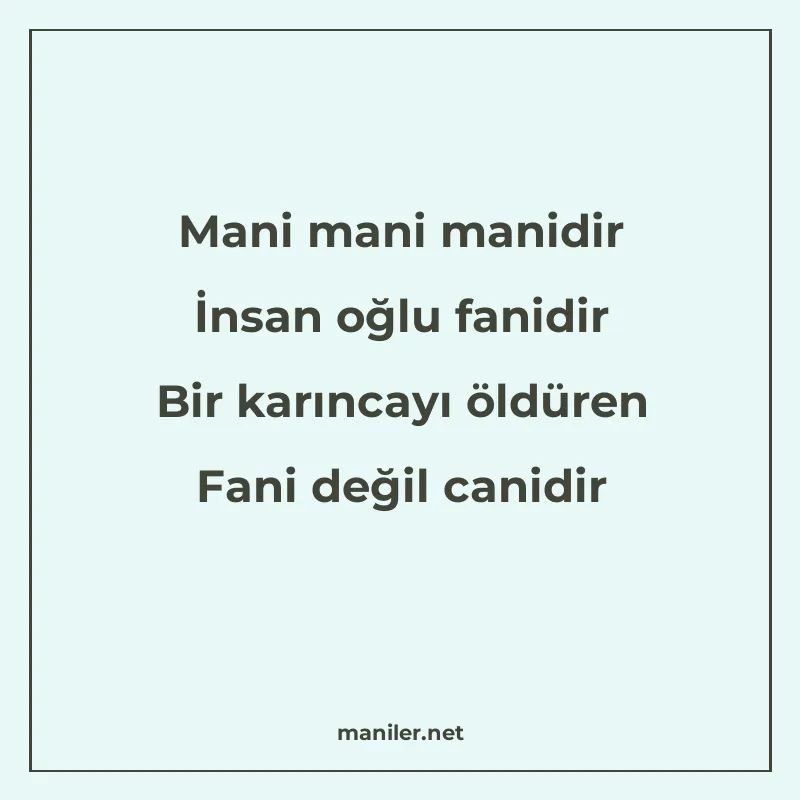 Mani mani manidir İnsan oğlu fanidir Bir karıncayı öldüren F manisi görseli
