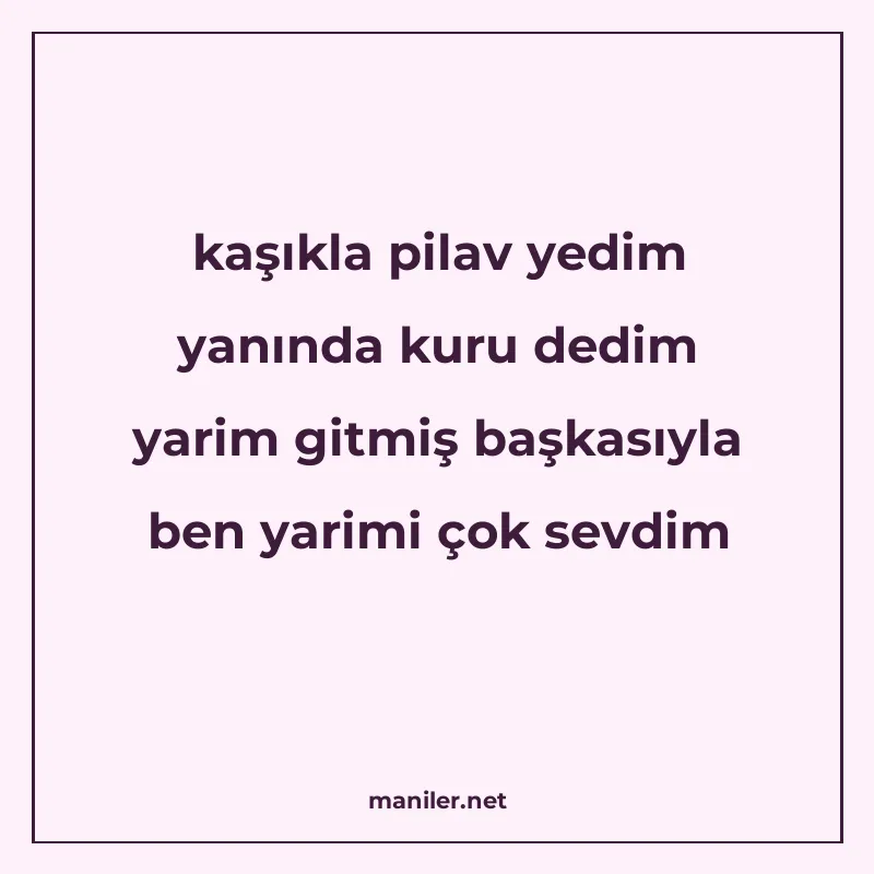 kaşıkla pilav yedim yanında kuru dedim yarim gitmiş başkasıy manisi görseli