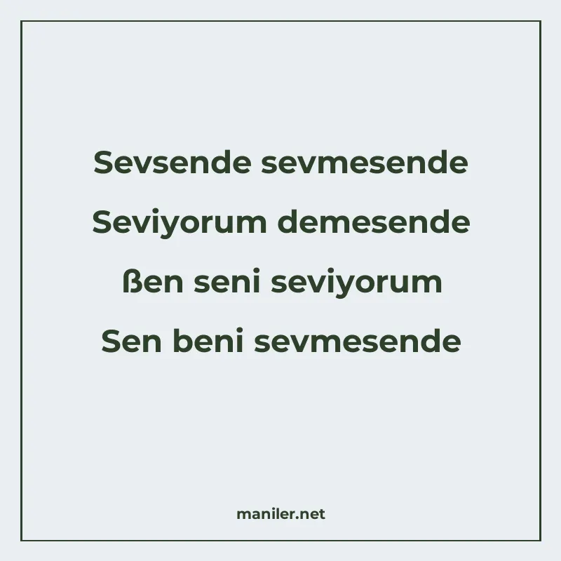 Sevsende sevmesende Seviyorum demesende ßen seni seviyorum S manisi görseli