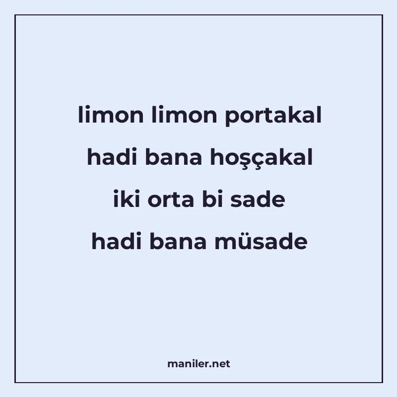 limon limon portakal hadi bana hoşçakal iki orta bi sade had manisi görseli