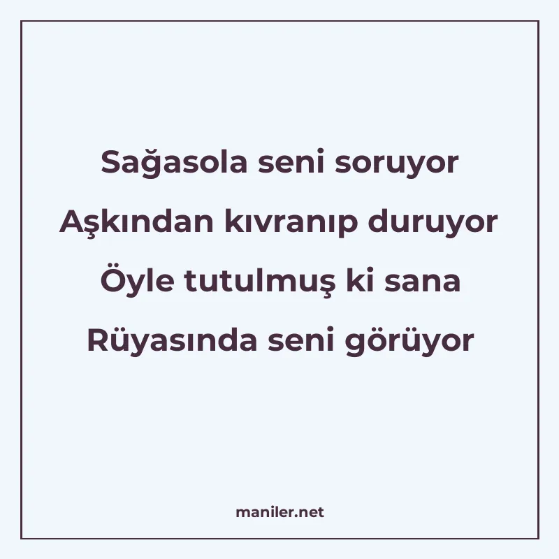 Sağasola seni soruyor Aşkından kıvranıp duruyor Öyle tutulmu manisi görseli