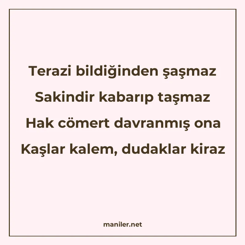 Terazi bildiğinden şaşmaz Sakindir kabarıp taşmaz Hak cömert manisi görseli