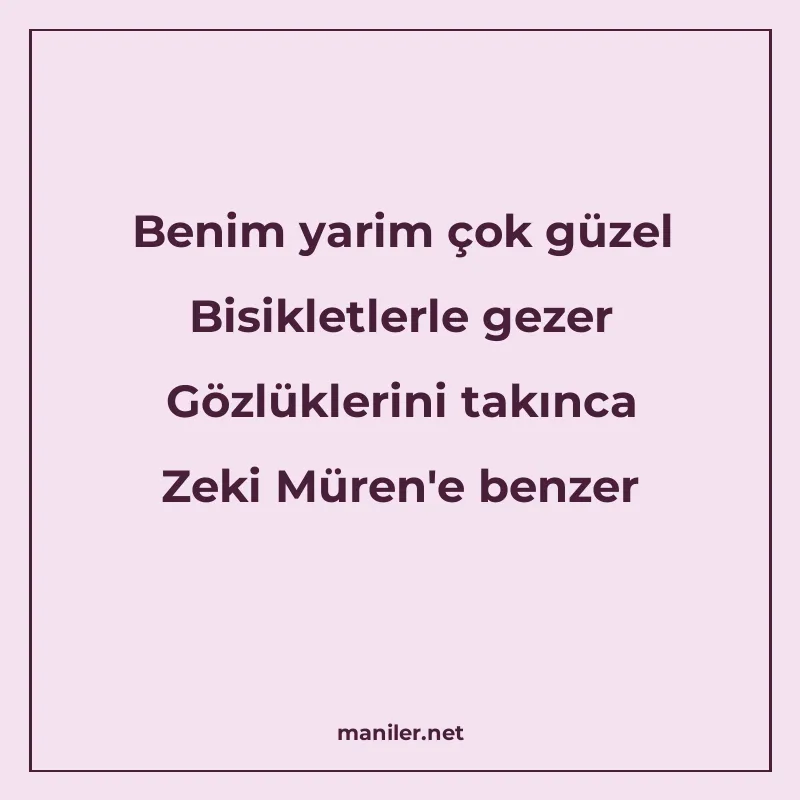 Benim yarim çok güzel Bisikletlerle gezer Gözlüklerini takın manisi görseli