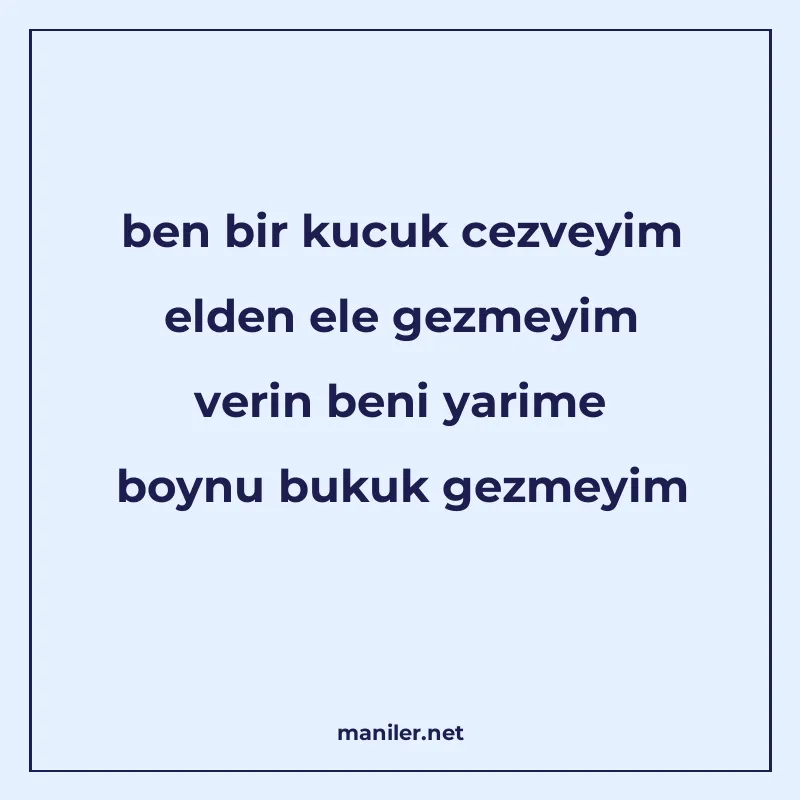 ben bir kucuk cezveyim elden ele gezmeyim verin beni yarime manisi görseli