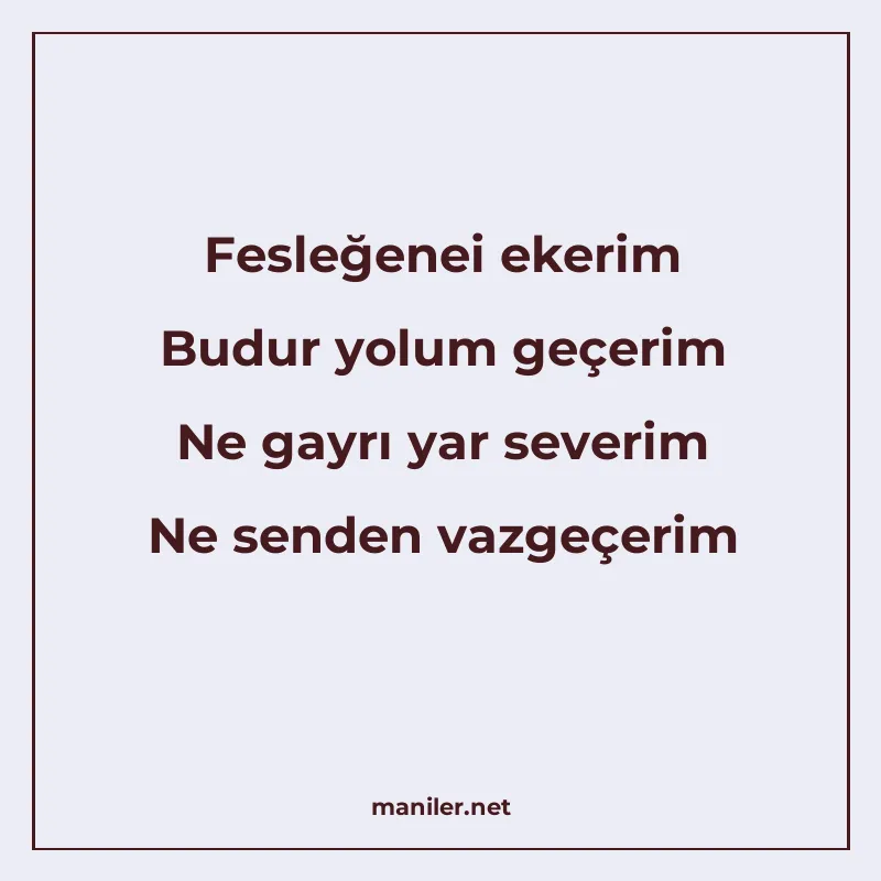 Fesleğenei ekerim Budur yolum geçerim Ne gayrı yar severim N manisi görseli
