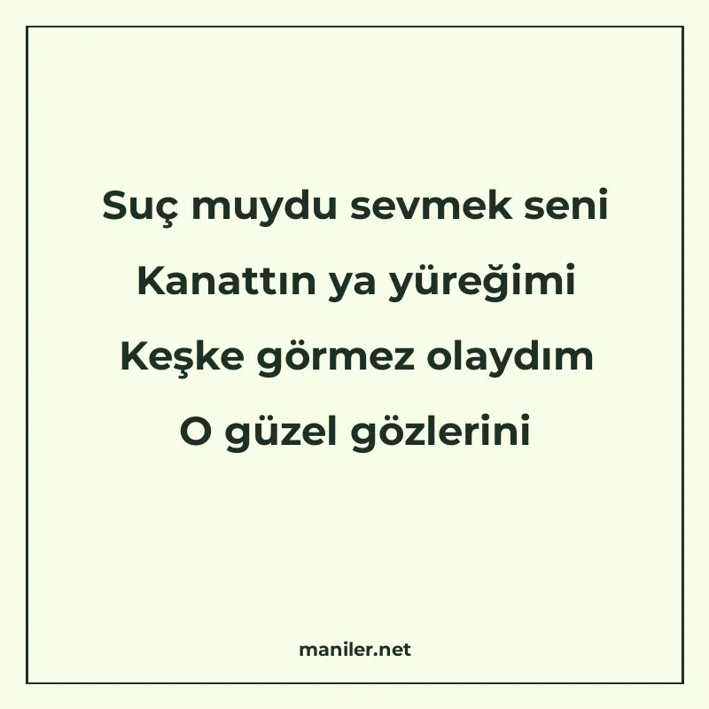 Suç muydu sevmek seni Kanattın ya yüreğimi Keşke görmez olay manisi görseli