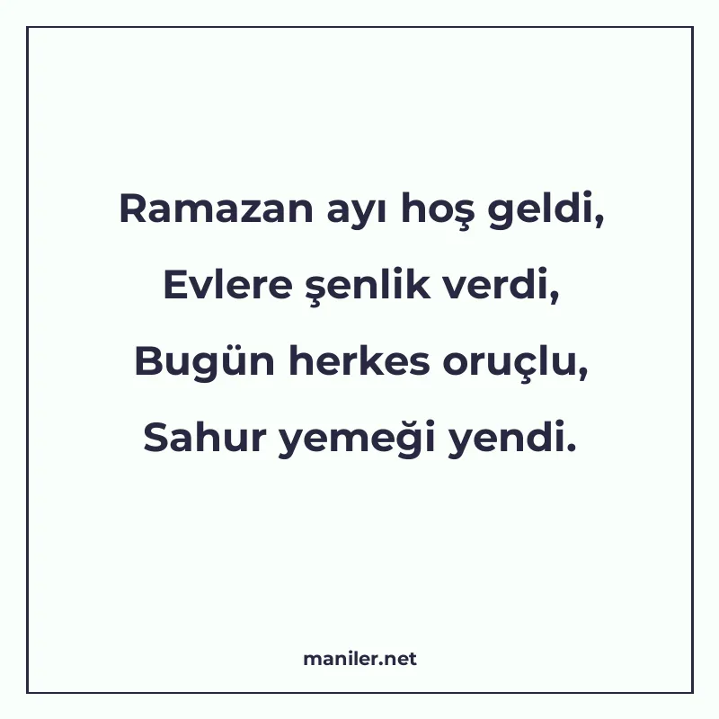 Ramazan ayı hoş geldi, Evlere şenlik verdi, Bugün herkes oru manisi görseli