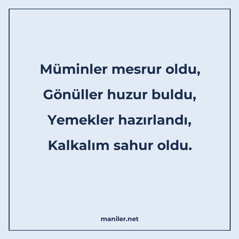 Müminler mesrur oldu, Gönüller huzur buldu, Yemekler hazırla manisi görseli