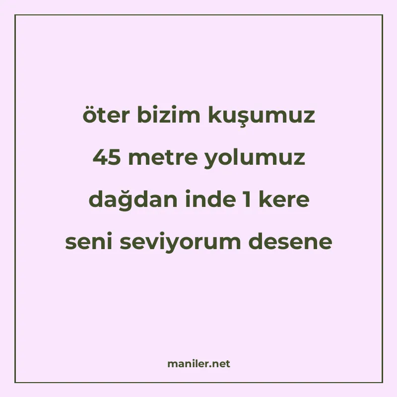 öter bizim kuşumuz 45 metre yolumuz dağdan inde 1 kere seni manisi görseli