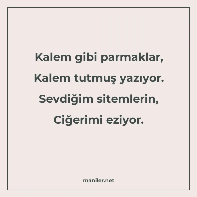 Kalem gibi parmaklar, Kalem tutmuş yazıyor. Sevdiğim sitemle manisi görseli