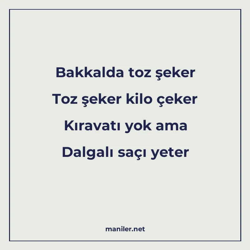 Bakkalda toz şeker Toz şeker kilo çeker Kıravatı yok ama Dal manisi görseli