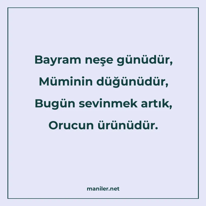 Bayram neşe günüdür, Müminin düğünüdür, Bugün sevinmek artık manisi görseli