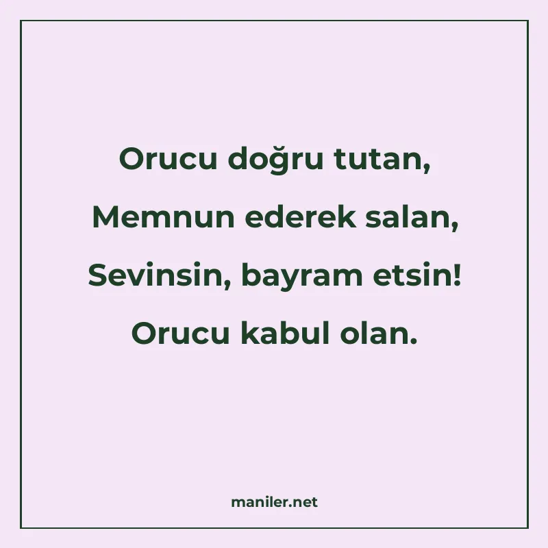 Orucu doğru tutan, Memnun ederek salan, Sevinsin, bayram ets manisi görseli