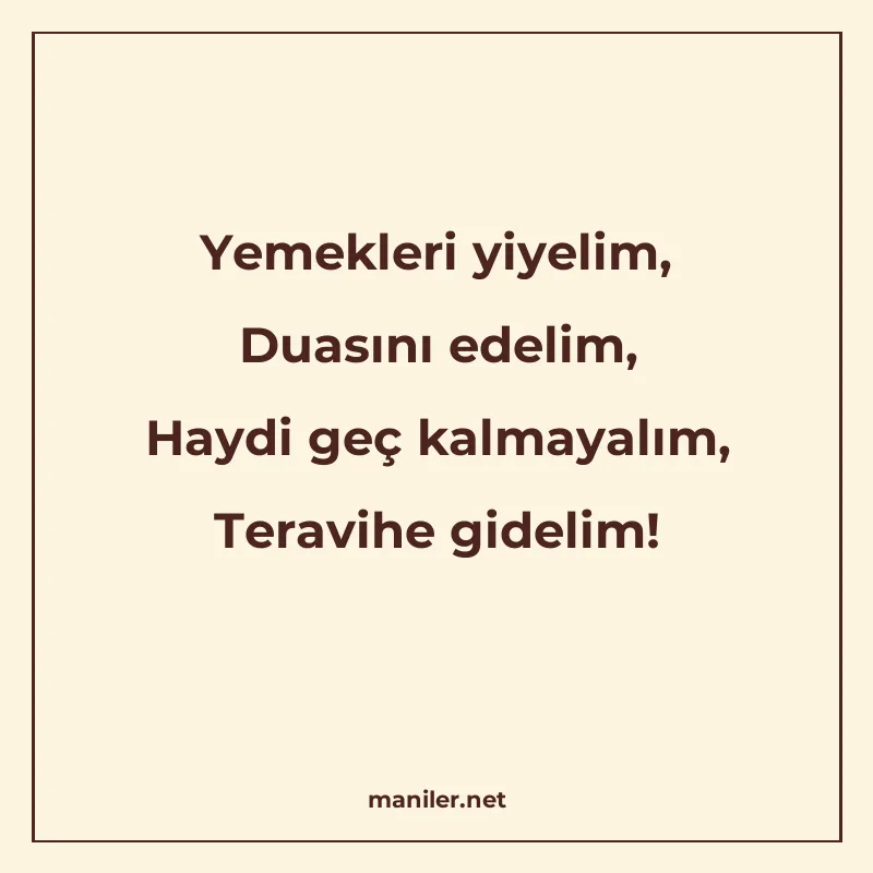 Yemekleri yiyelim, Duasını edelim, Haydi geç kalmayalım, Ter manisi görseli