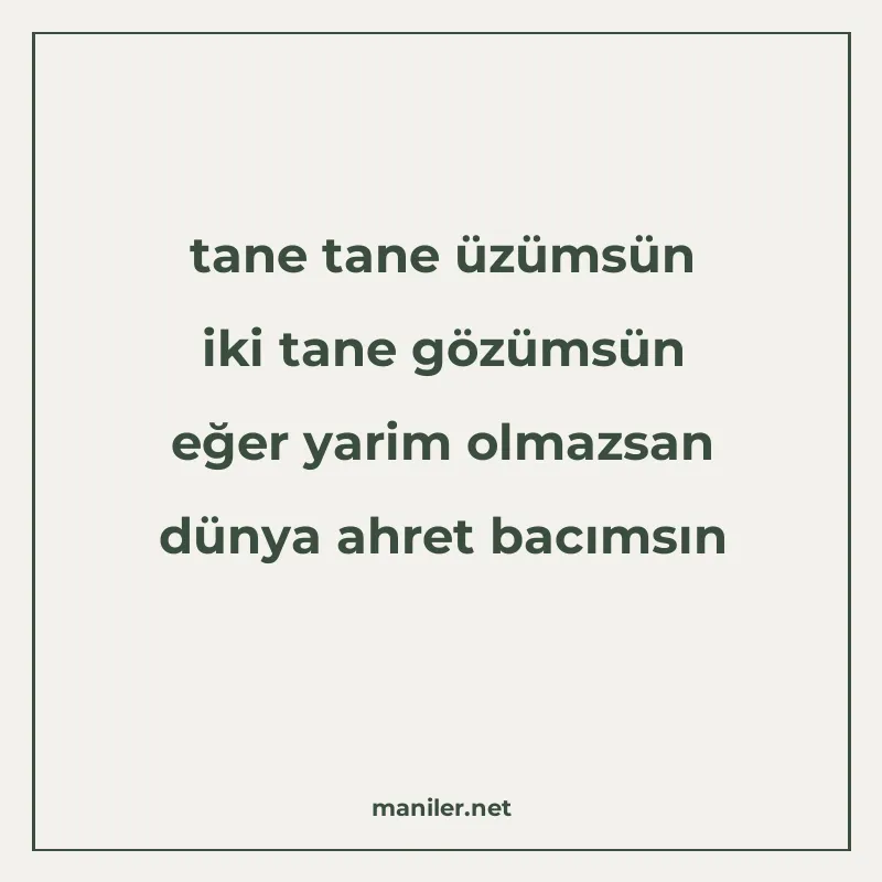 tane tane üzümsün iki tane gözümsün eğer yarim olmazsan düny manisi görseli