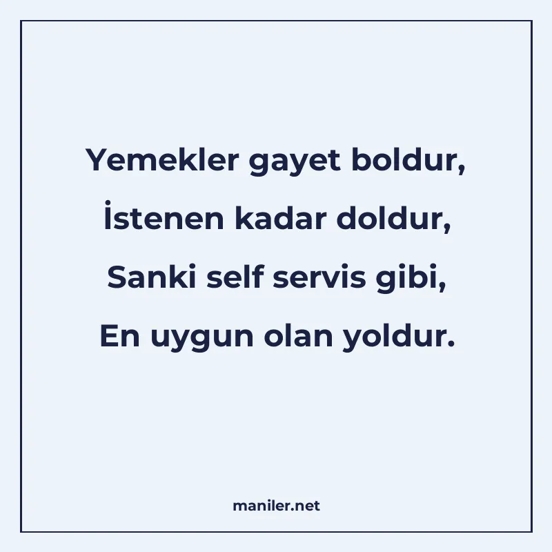 Yemekler gayet boldur, İstenen kadar doldur, Sanki self serv manisi görseli