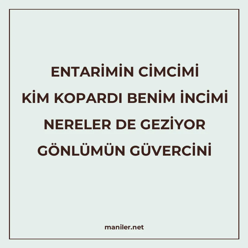 ENTARİMİN CİMCİMİ KİM KOPARDI BENİM İNCİMİ NERELER DE GEZİYO manisi görseli