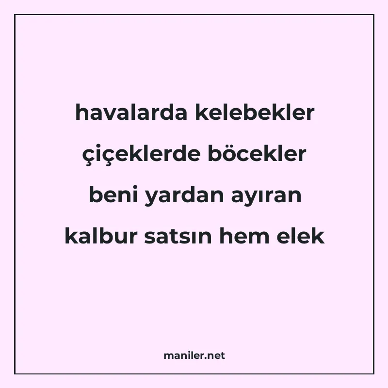 havalarda kelebekler çiçeklerde böcekler beni yardan ayıran manisi görseli