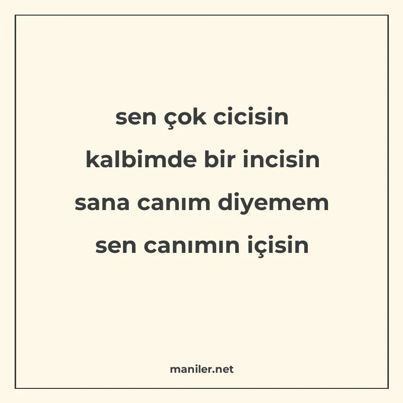 sen çok cicisin kalbimde bir incisin sana canım diyemem sen manisi görseli