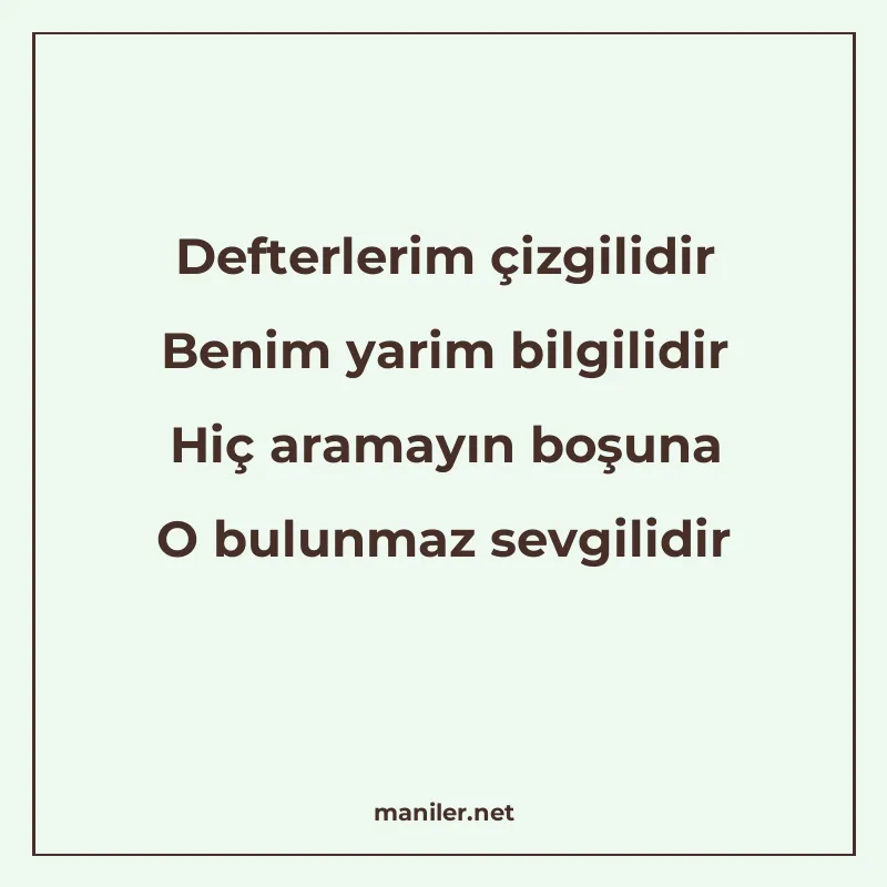 Defterlerim çizgilidir Benim yarim bilgilidir Hiç aramayın b manisi görseli