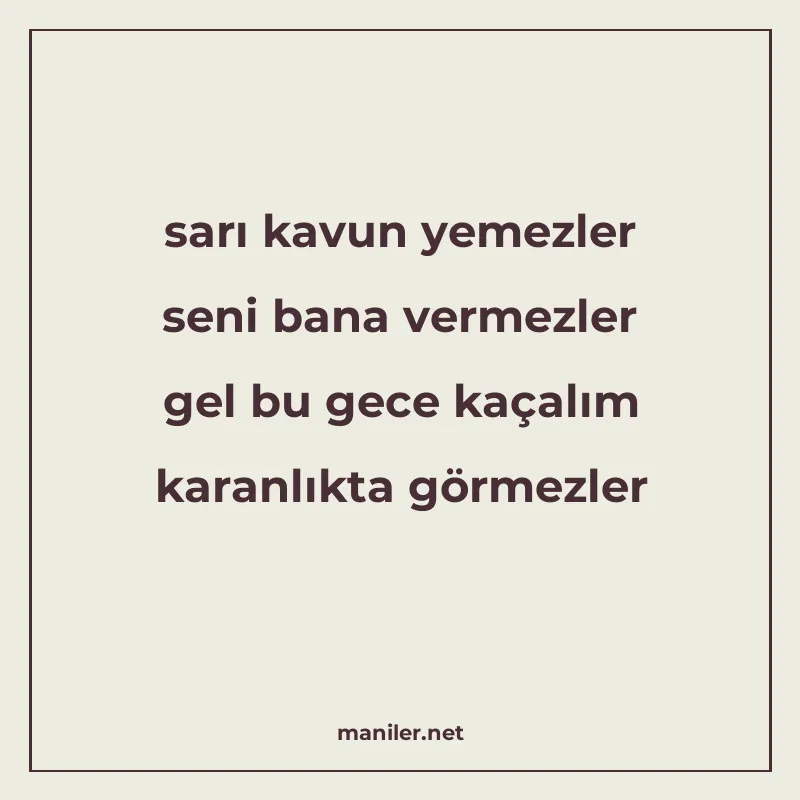 sarı kavun yemezler seni bana vermezler gel bu gece kaçalım manisi görseli