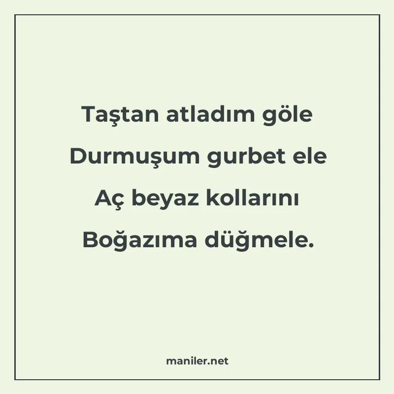 Taştan atladım göle Durmuşum gurbet ele Aç beyaz kollarını B manisi görseli