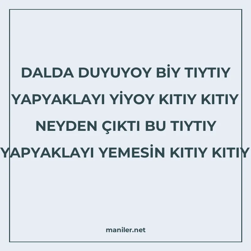 DALDA DUYUYOY BİY TIYTIY YAPYAKLAYI YİYOY KITIY KITIY NEYDEN manisi görseli