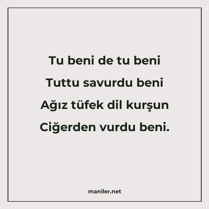 Tu beni de tu beni Tuttu savurdu beni Ağız tüfek dil kurşun manisi görseli
