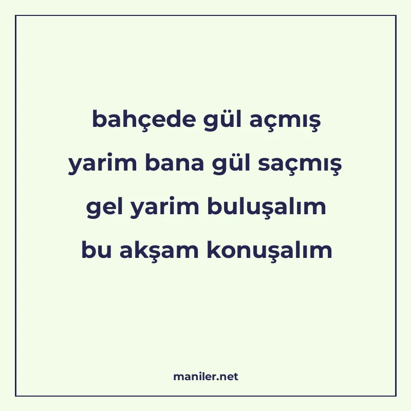 bahçede gül açmış yarim bana gül saçmış gel yarim buluşalım manisi görseli