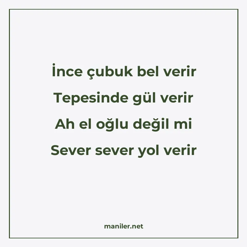 İnce çubuk bel verir Tepesinde gül verir Ah el oğlu değil mi manisi görseli