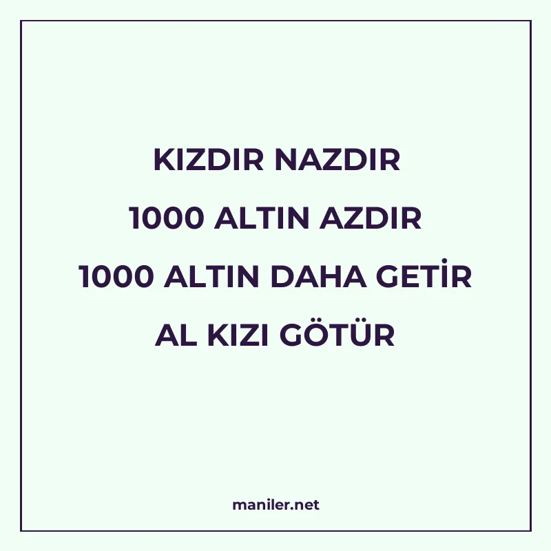 KIZDIR NAZDIR 1000 ALTIN AZDIR 1000 ALTIN DAHA GETİR AL KIZI manisi görseli