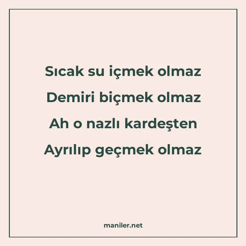 Sıcak su içmek olmaz Demiri biçmek olmaz Ah o nazlı kardeşte manisi görseli