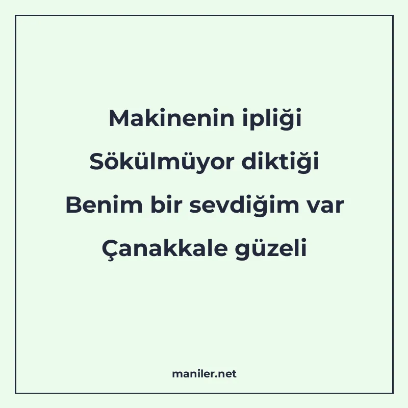Makinenin ipliği Sökülmüyor diktiği Benim bir sevdiğim var Ç manisi görseli
