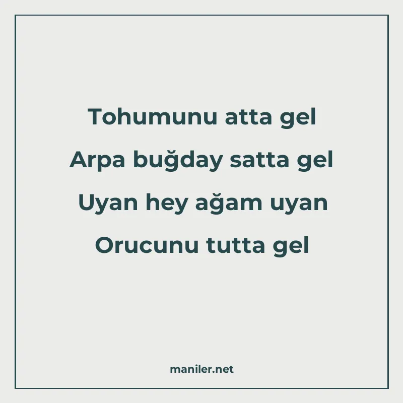 Tohumunu atta gel Arpa buğday satta gel Uyan hey ağam uyan O manisi görseli