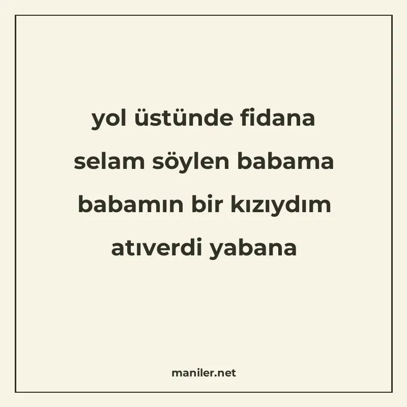 yol üstünde fidana selam söylen babama babamın bir kızıydım manisi görseli